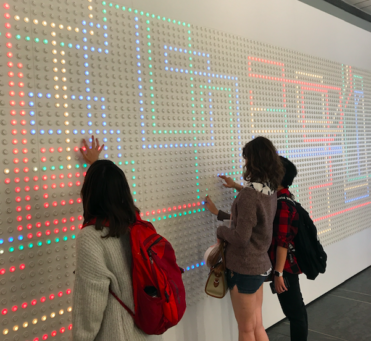 Interactive wall in the reception area of Google HQ NYC